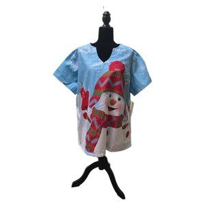 UA Scrubs, Light Blue with Snowman, XL, NWT